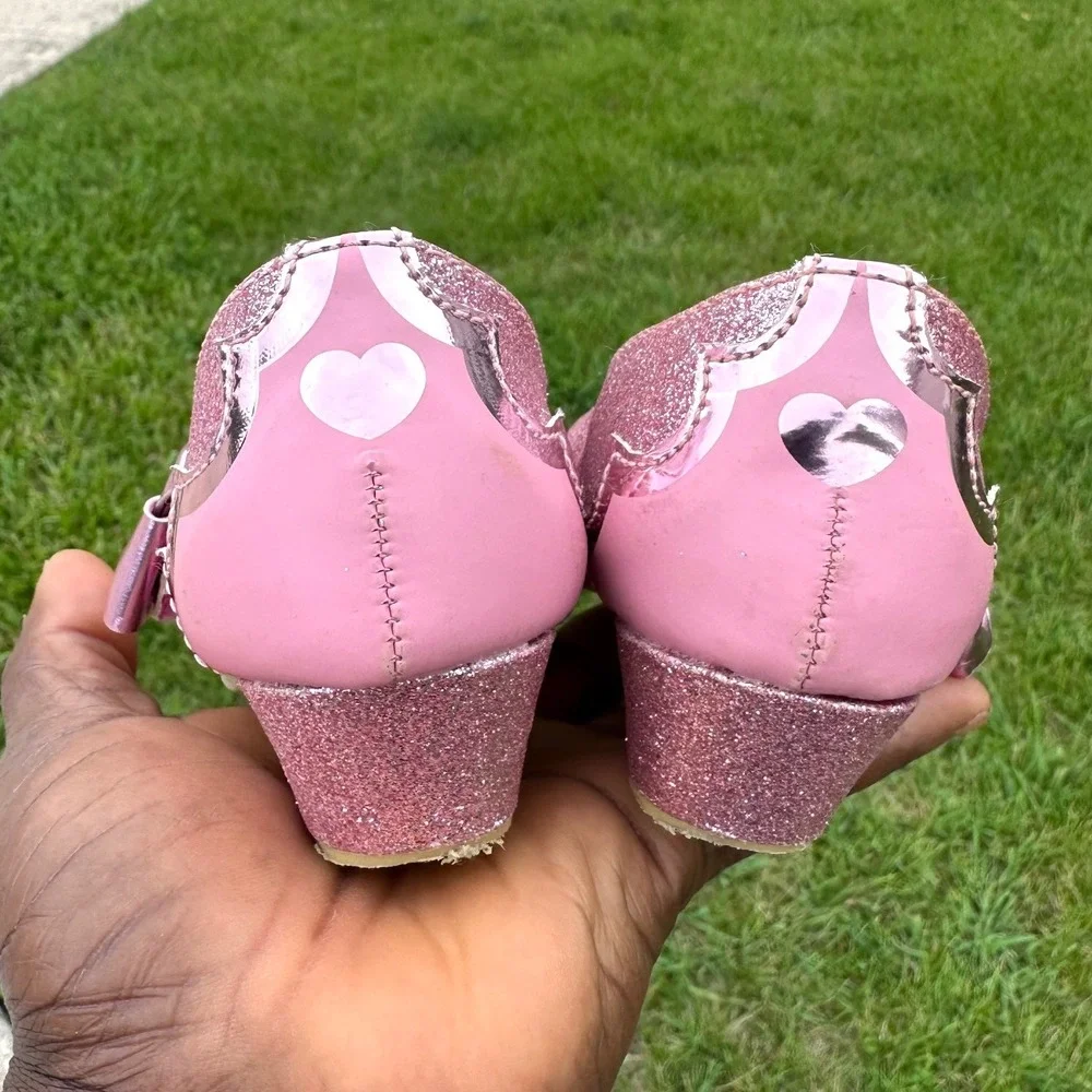 Disney Princess Toddler Girl Mary Jane Heels Costume Shoes Size 12 Pink Glitter